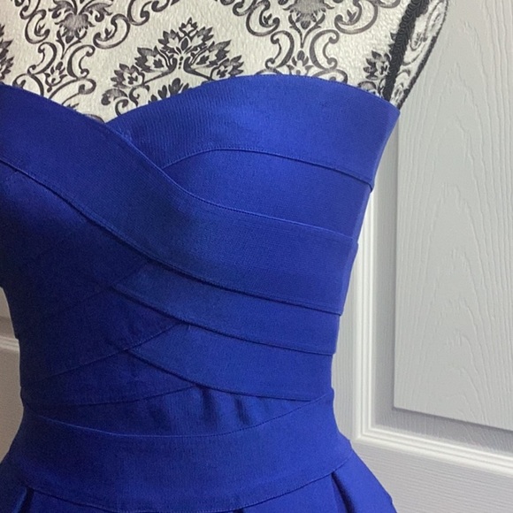Pleasure Doing Business Strapless Royal Blue Dress Bandage Formal M Mini - Picture 3 of 10